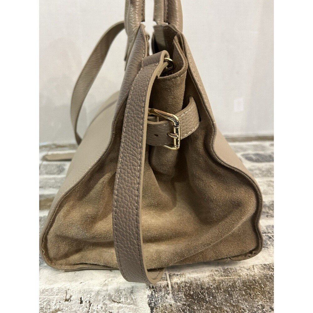 Anna Paola Riva Bag Taupe Leather Viral Commuter Satchel Purse Hand Shoulder - Picture 3 of 13